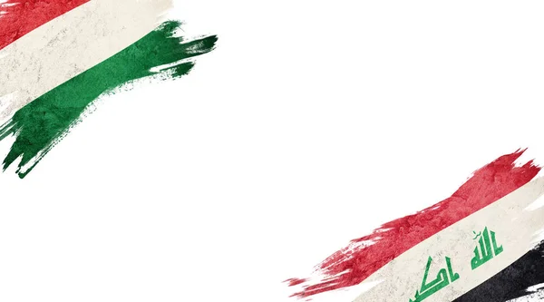 Bandiere di Ungheria e Iraq su sfondo bianco — Foto Stock